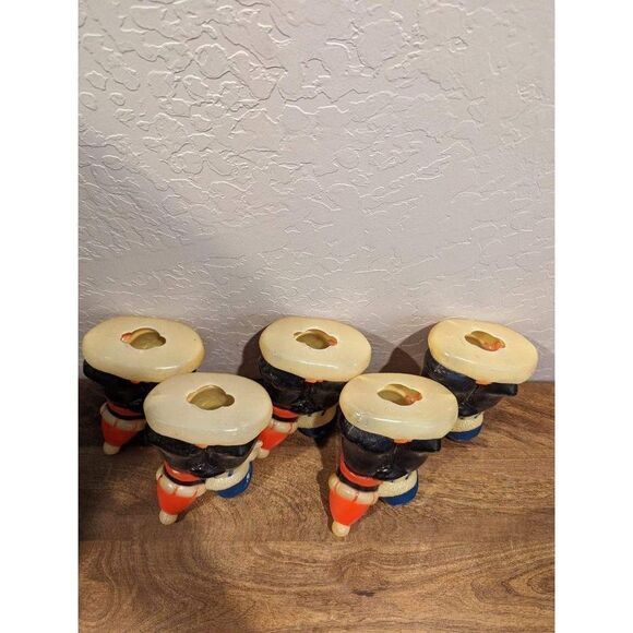 5 Vintage Blow Mold Light Topper 7” Penguins Hard Plastic Lawn Stake Light Cover - Picture 3 of 7